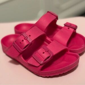 Birkenstock Bright Pink Kids Double-Buckle EVA Slides